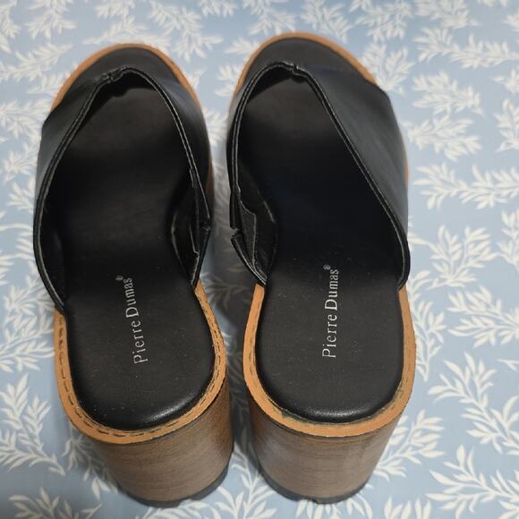 Pierre Dumas Women's Black Sz 7M Colby Chunky Platform 3.5' Heel Slip on Sandals - Picture 6 of 12